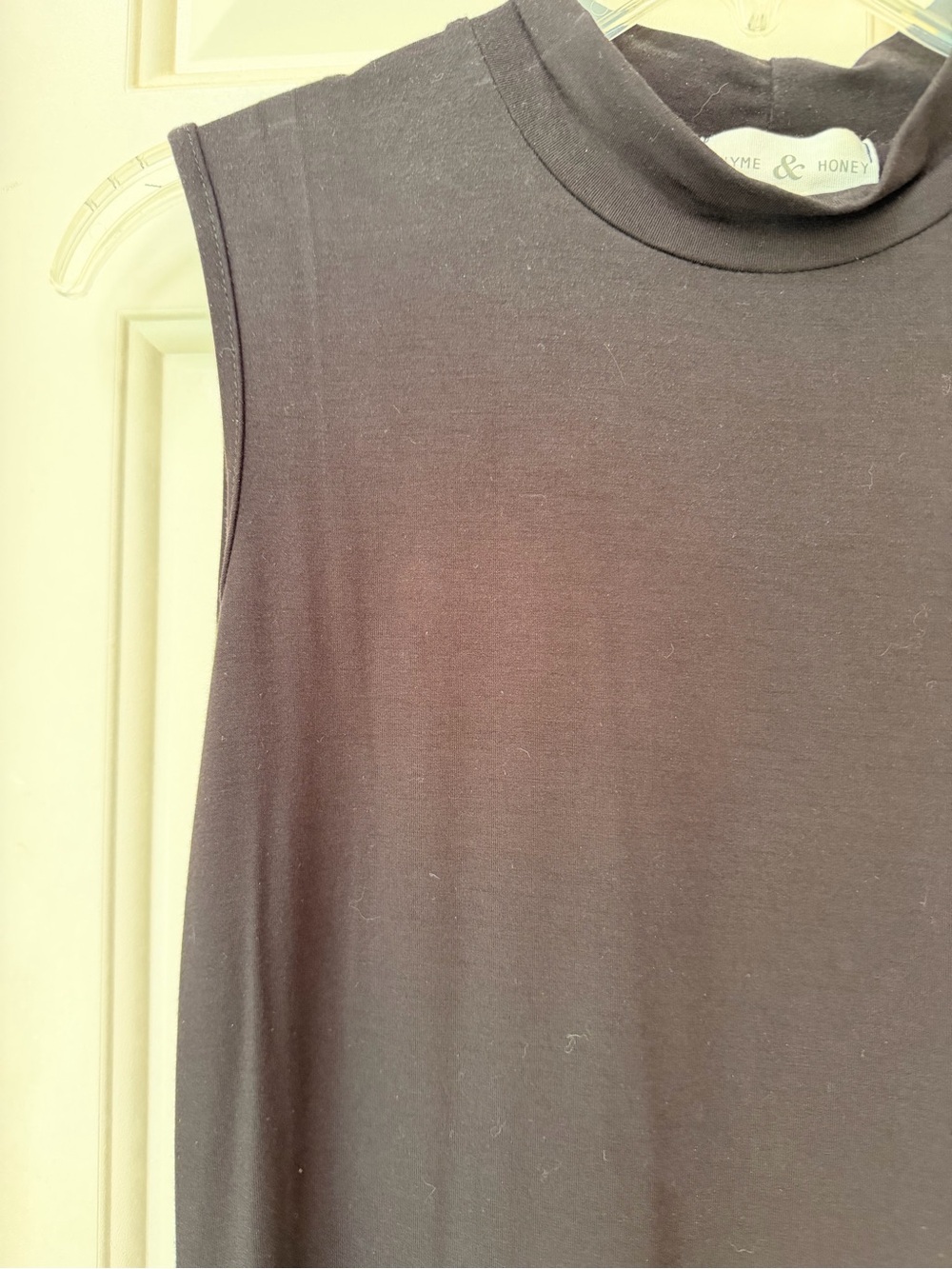 Thyme & Honey Black Mock Neck Mdi Stretch Knit Sheath Dress, Sleeveless, Sz S - Picture 4 of 15